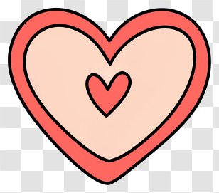 Cartoon - Double Heart Outline Design Transparent PNG