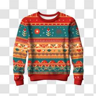 Ugly Sweater Day - Red And Colorful Festive Sweater Transparent PNG