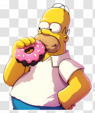 Homer Simpson - Cartoon Man Eating Donut Transparent PNG