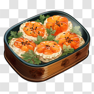 Bento Box - Decorative Box With Orange Flowers Transparent PNG