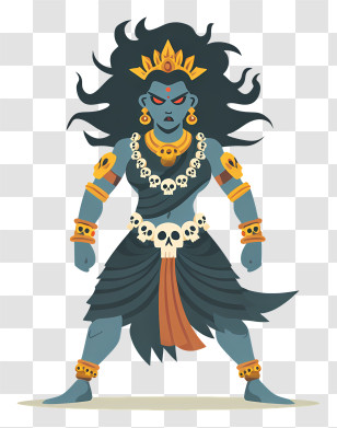 Goddess Kali - Fierce Kali Cartoon Illustration Transparent PNG
