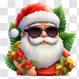 Christmas Elements - Tropical Santa Claus With Sunglasses Transparent PNG