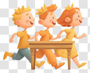 Children Running Playfully - Kids Marching With Desk Transparent PNG