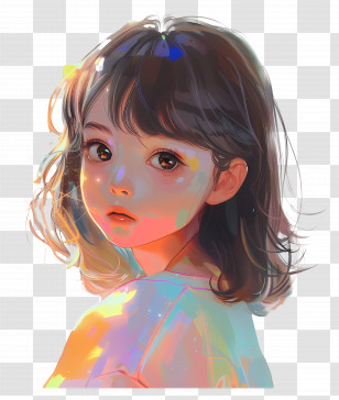 Cute Child - Cute Girl Digital Portrait Transparent PNG