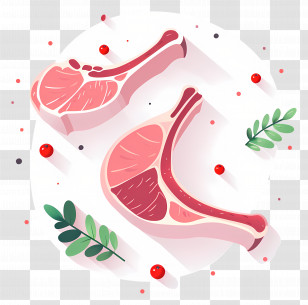 Pork Chops - Raw Meat Chops With Garnish Transparent PNG