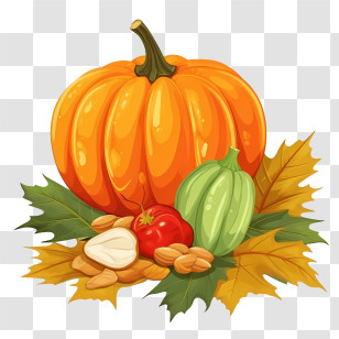 Autumn Pumpkins - Pumpkin And Harvest Vegetables Illustration Transparent PNG