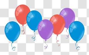 Balloons - Red, Blue, And Purple Party Balloons Transparent PNG