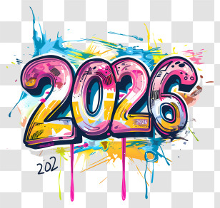 Digital Artwork - 2026 Graffiti Art With Vibrant Colors Transparent PNG