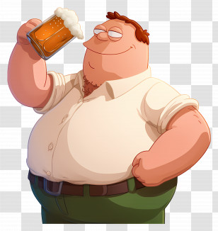 Peter Griffin - Cartoon Man Cheerfully Holding A Beer Transparent PNG