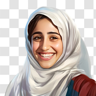 Smiling Arab Girl
 - Smiling Woman In White Hijab Portrait Illustration Transparent PNG
