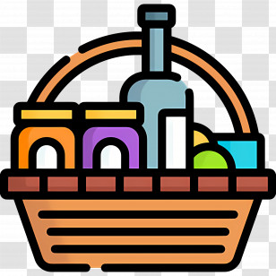 Food Gift Baskets - Picnic Basket With Jars And Bottles Transparent PNG