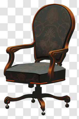 However - Antique Armchair With Dark Upholstery Transparent PNG