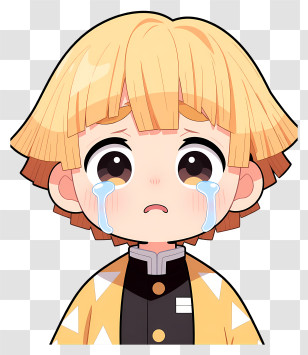 Zenitsu Agatsuma - Sad Blond Anime Boy Crying Transparent PNG