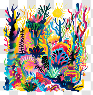 Renewal Day - Vibrant Coral Reef Illustration Transparent PNG