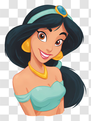 Cute Cartoon Princess Jasmine - Elegant Princess Cartoon Character Transparent PNG