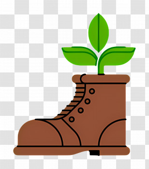 Shoe Planter - Boot With Growing Plant Transparent PNG
