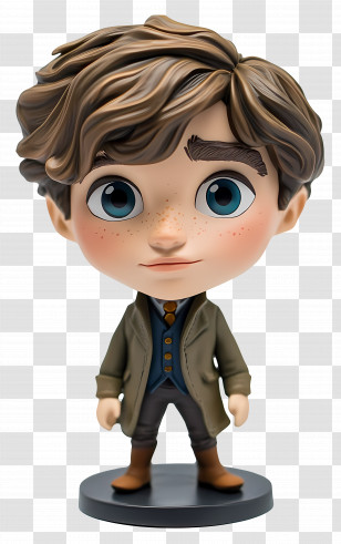Eddie Redmayne - Animated Cartoon Boy Figurine Transparent PNG
