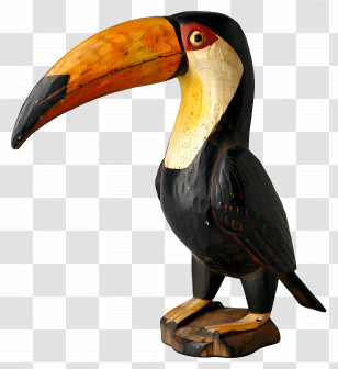 Toucan Bird - Handcrafted Wooden Toucan Sculpture Transparent PNG