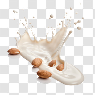 World Plant Milk Day - Splash Of Almond Milk With Almonds Transparent PNG