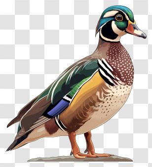 Wood Duck - Colorful Duck Illustration Transparent PNG