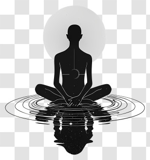 Abstract Art - Silhouette Of Meditating Person Transparent PNG