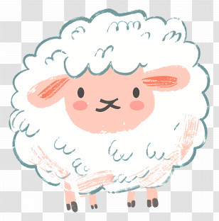 Sheep - Cute Fluffy Sheep Drawing For Kids Transparent PNG