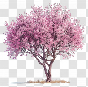 Cherry Blossom Tree - Pink Blooming Tree Illustration Transparent PNG