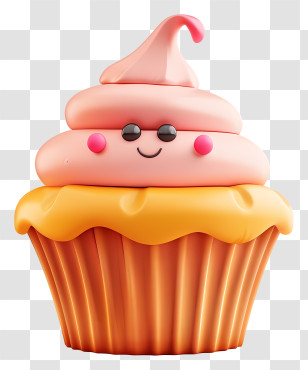 3d Cartoon Dessert - Cute Smiling Cupcake Transparent PNG
