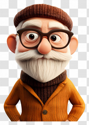 Cartoon Old Man - Old Man With Glasses Transparent PNG