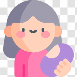 Baby Girl - Cartoon Woman Holding Baby In Flat Design Transparent PNG