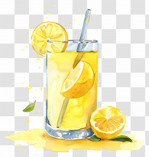 Lemonade - Refreshing Glass Of Lemonade With Lemons Transparent PNG