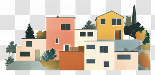 Real Estate - Colorful Houses In Neighborhood Transparent PNG