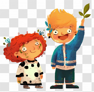 Kids Playing Mud - Playful Cartoon Kids Transparent PNG