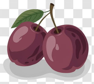 Plums - Fresh Plum Illustration With Leaf Transparent PNG