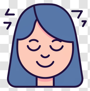 Woman With Long Hair - Smiling Face With Blue Hair Transparent PNG