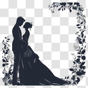 Wedding Frame - Romantic Wedding Silhouette Transparent PNG