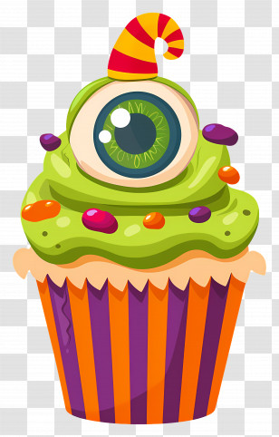 Halloween Cupcake - Halloween Monster Cupcake With Eyeball Design Transparent PNG