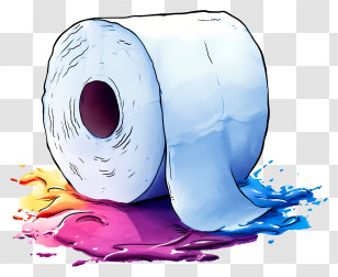 Multicolored Paints Toilet Tissue - Colorful Toilet Paper Roll Splashed With Colors Transparent PNG