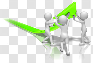 Stick Figure - 3D Figures Collaborating With Green Arrow Transparent PNG