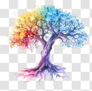 Tree - Abstract Rainbow Tree Illustration Transparent PNG