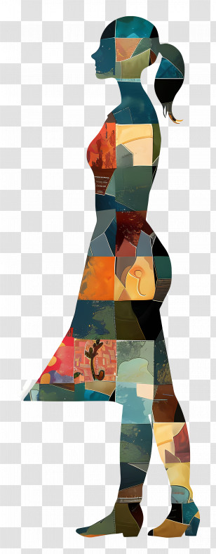 Young Woman - Colorful Silhouette Art Transparent PNG