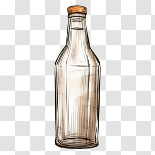 Beer Bottle - Illustrated Transparent Glass Bottle Transparent PNG