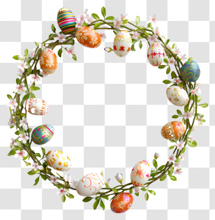 Easter Day Frame - Colorful Easter Egg Wreath Transparent PNG