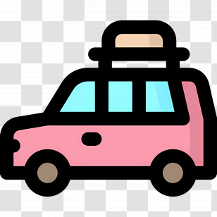 Take A Road Trip Day - Cartoon Car With Luggage On Roof Transparent PNG