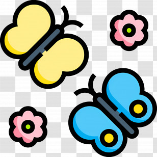 Butterfly - Colorful Butterflies With Flowers Transparent PNG