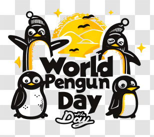 World Penguin Day - Cute Penguins Celebrating World Penguin Day Transparent PNG