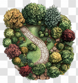 Garden Top View - Garden Path Surrounded By Trees Transparent PNG