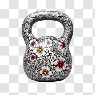 Workout
 - Floral Kettlebell Design With Black And White Patterns Transparent PNG