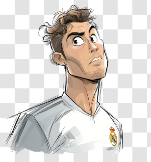Funny Cristiano Ronaldo Sketch - Surprised Soccer Player Illustration Transparent PNG