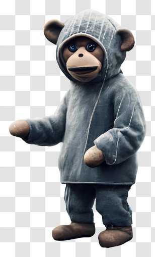 Grey Bear - Monkey Character In Grey Hoodie Transparent PNG